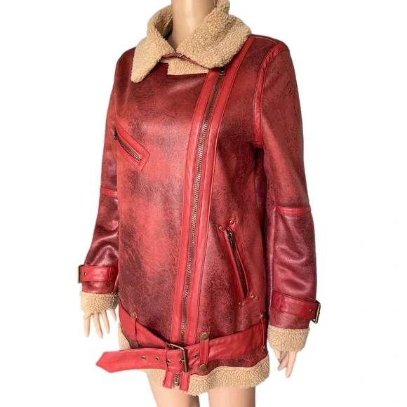 NEW Urban Outfitters Oversized Faux Leather Aviator Jacket
